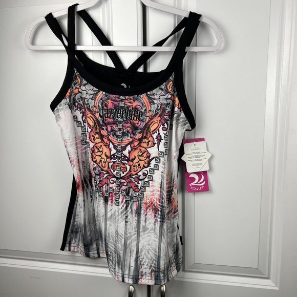 Kos Usa Tops Kos Usa Jazzercise Tank Top Medium Active Wear Fitness Sports Bra Stretch Black